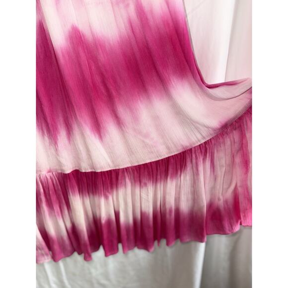 Charina Sarte Maxi Skirt Pink Hombre Tie Dye Sz L Bohemian Cottagecore Prairie - Picture 2 of 10